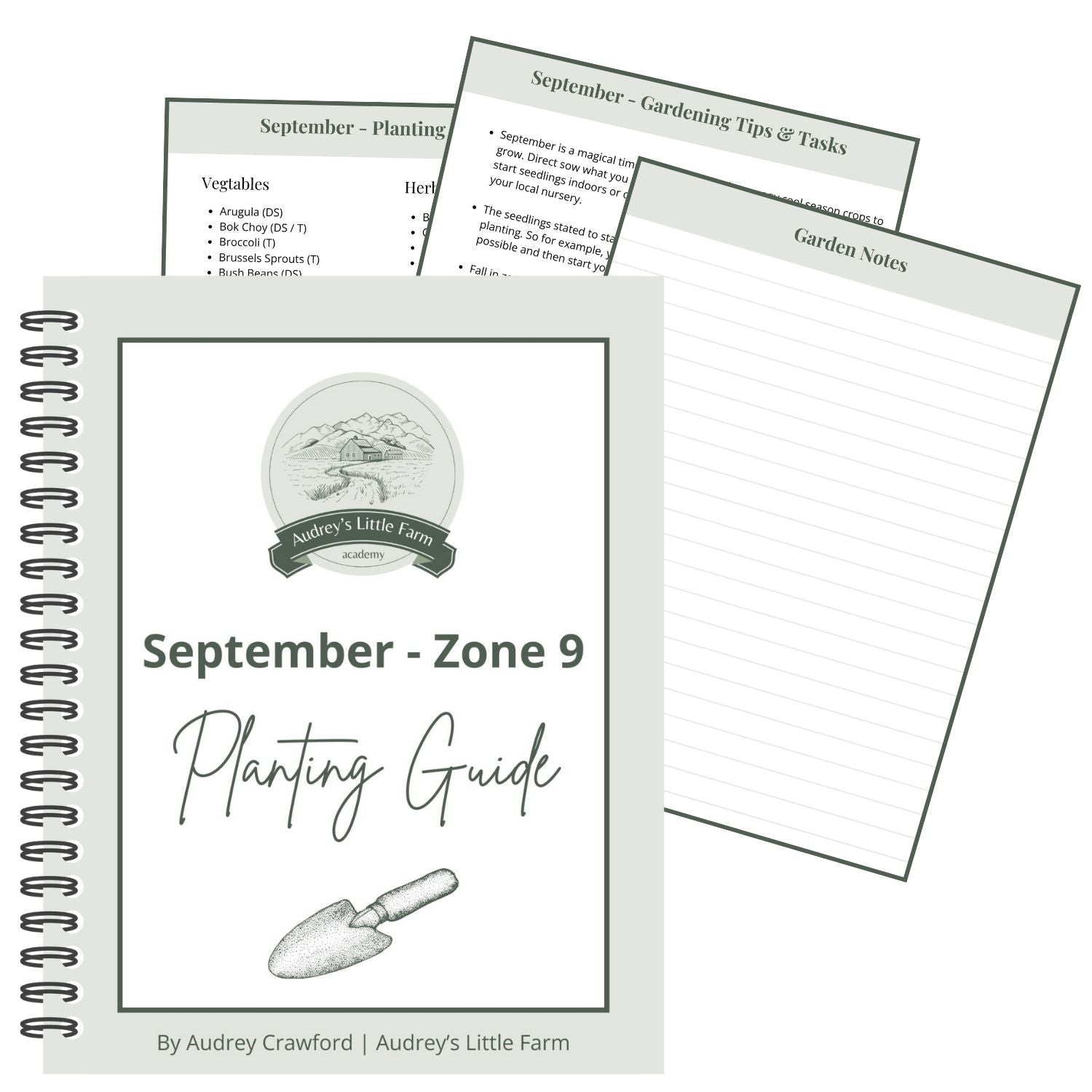 September Planting Guide with tips and tasks for Zone 9 from Audrey's Little Farm